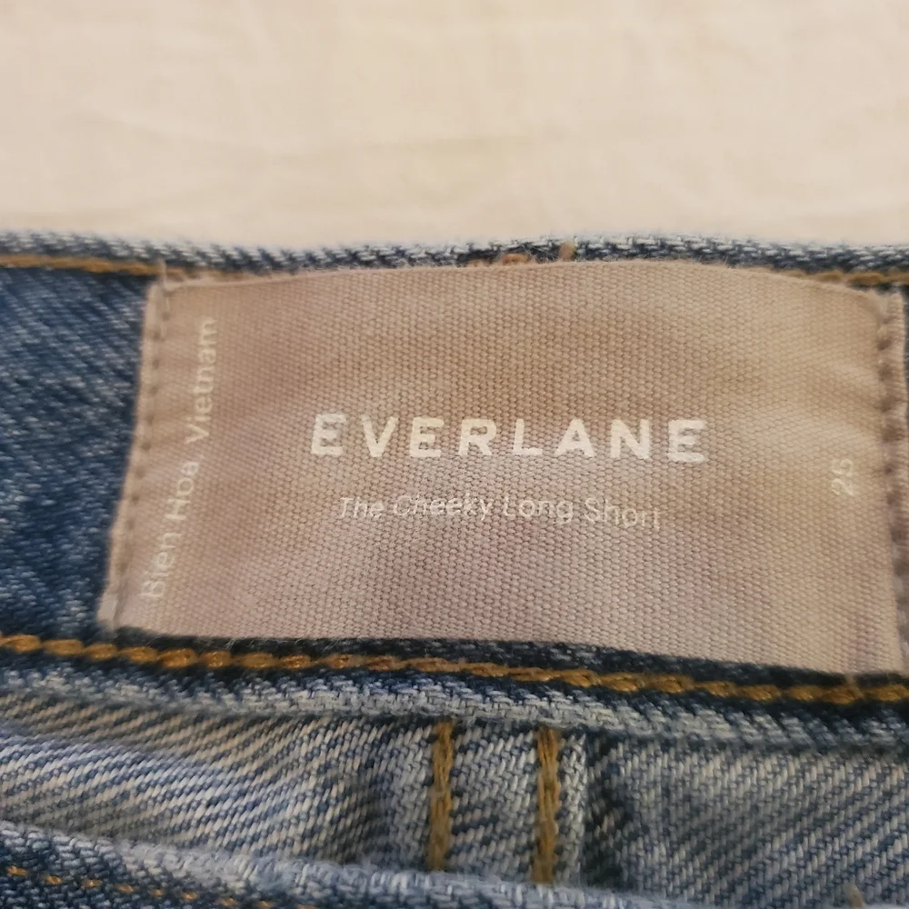 EVERLANE The Cheeky Long Short Distressed Fray Hem Denim Cut Offs Women's SZ‎ 25